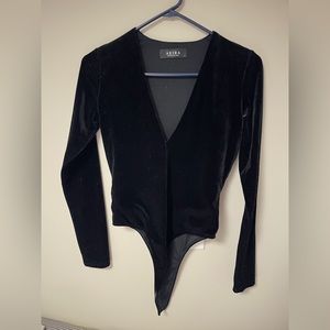 Velvet low cut bodysuit